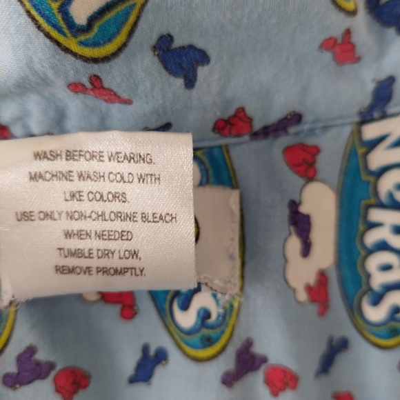 Vintage Nerds Candy Novelty Print Button Front Pajama Shirt, M - Picture 13 of 13